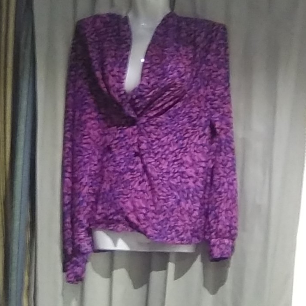 Women's vintage  Elite multicolor long sleev blous